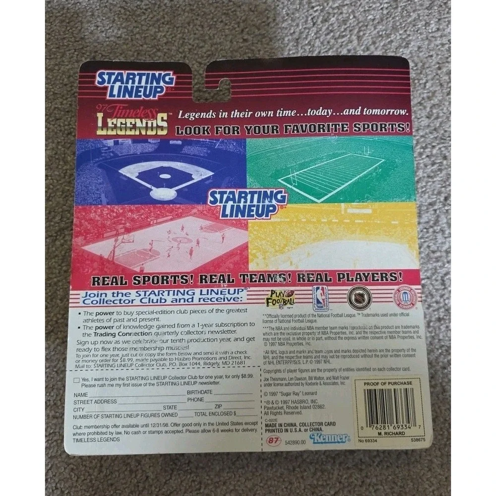1997 STARTING LINEUP KENNER MAURICE RICHARD TIMELESS LEGENDS NIP